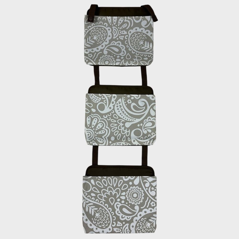 Thirty-One Oh Snap Pocket Organizing Pouches Gray Taupe Playful Parade